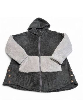 3/$20 Teddy Fleece Zip Up Hoodie Jacket Women’s 2XL Soft Cozy Gray Colorblock